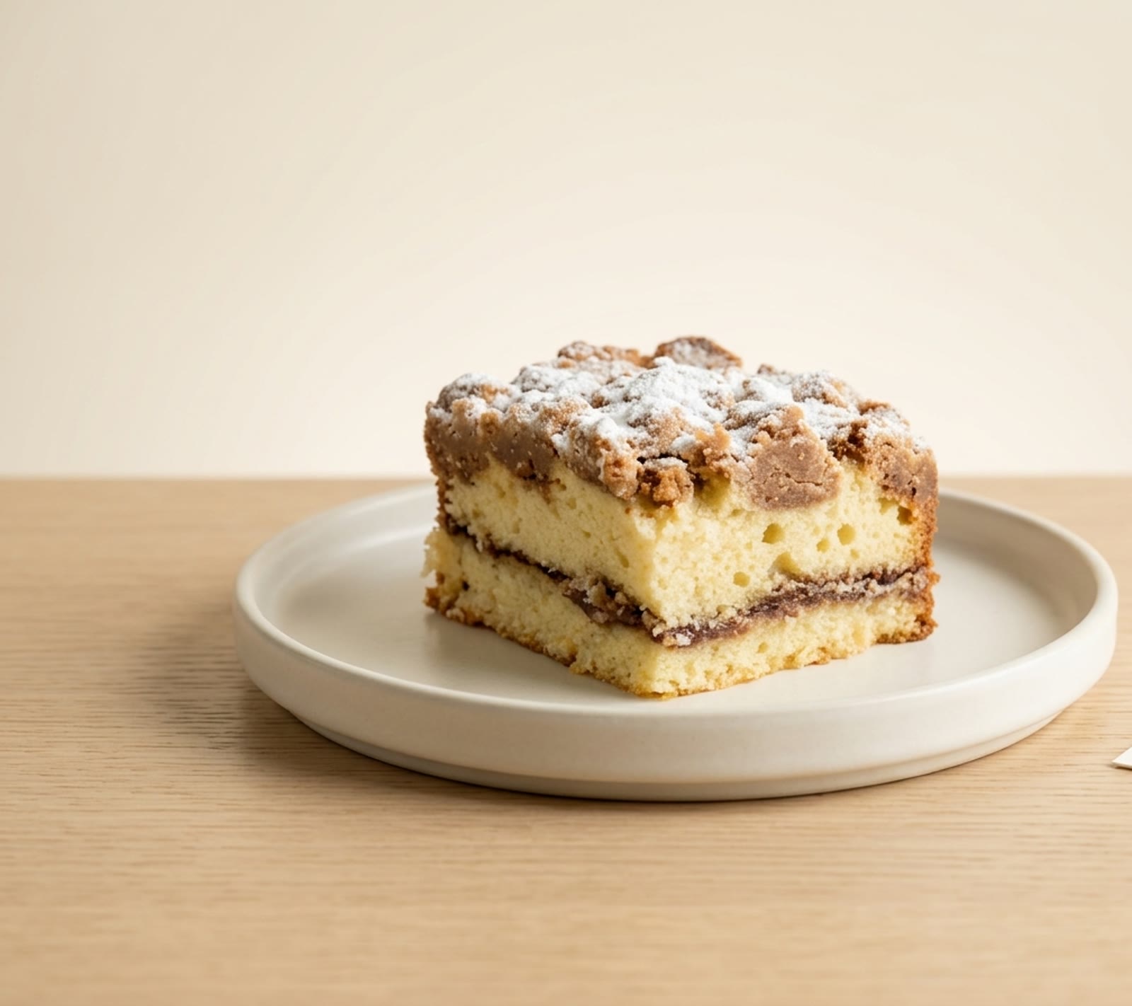 Crumb cake on a Hasami plate